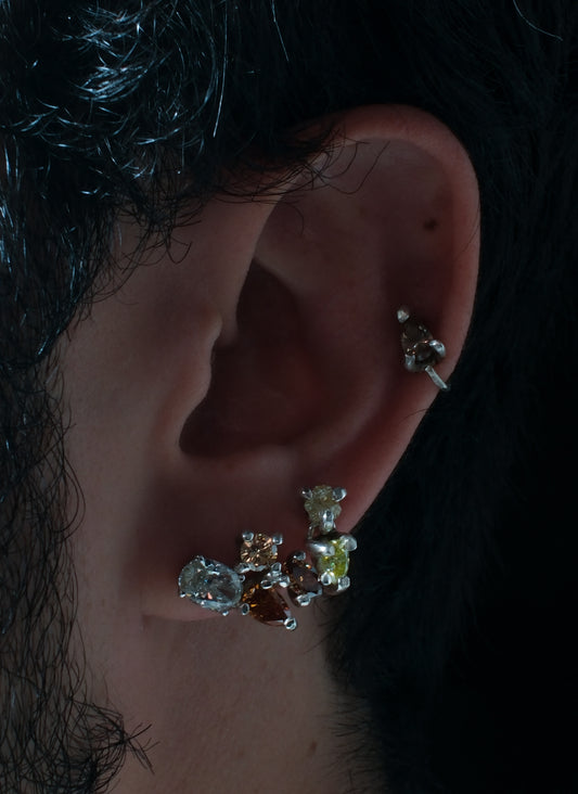 Fancy Orange Trio Diamond Earring