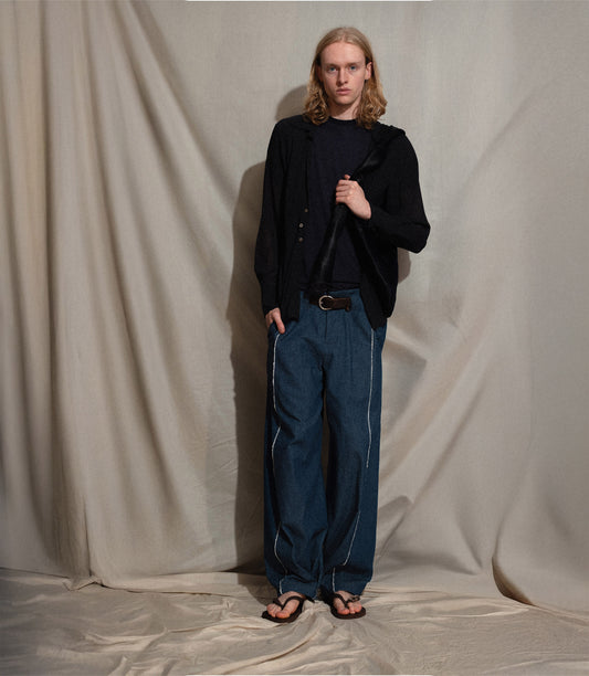 BB Sack in Navy Hair-on-Hide