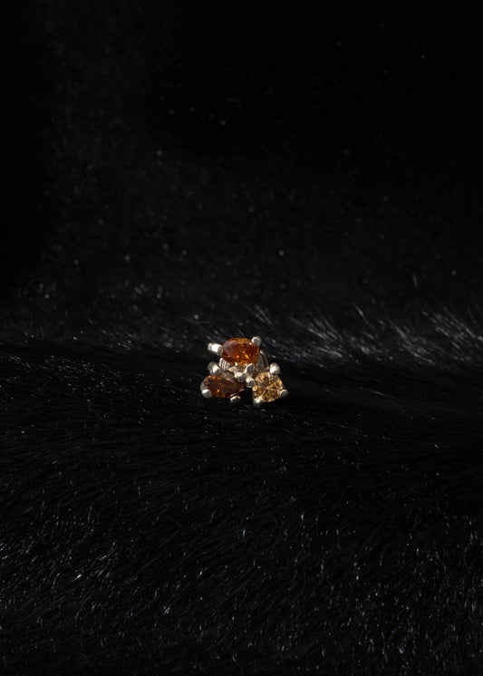 Fancy Orange Trio Diamond Earring