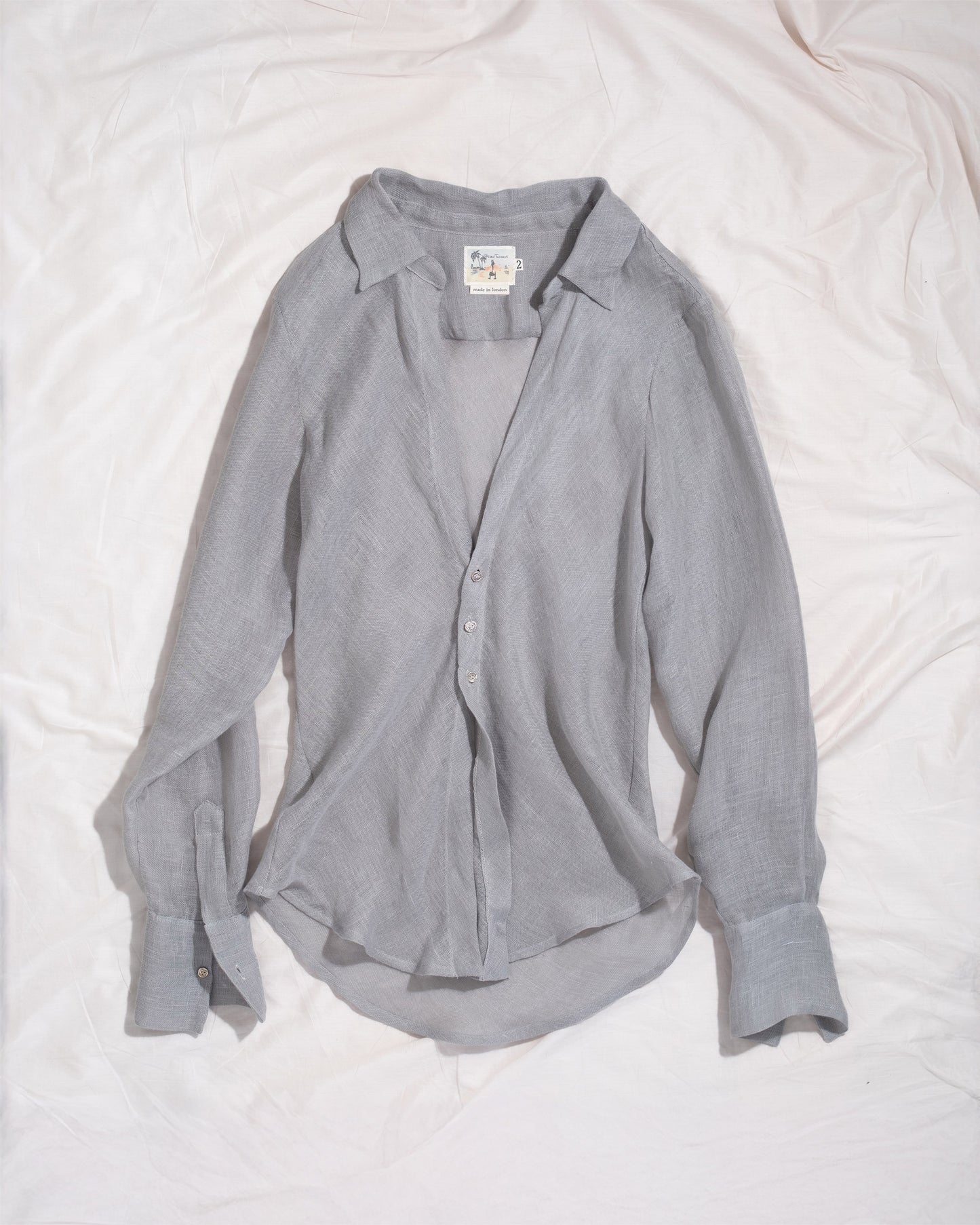 Bias Shirt in Light Grey Linen