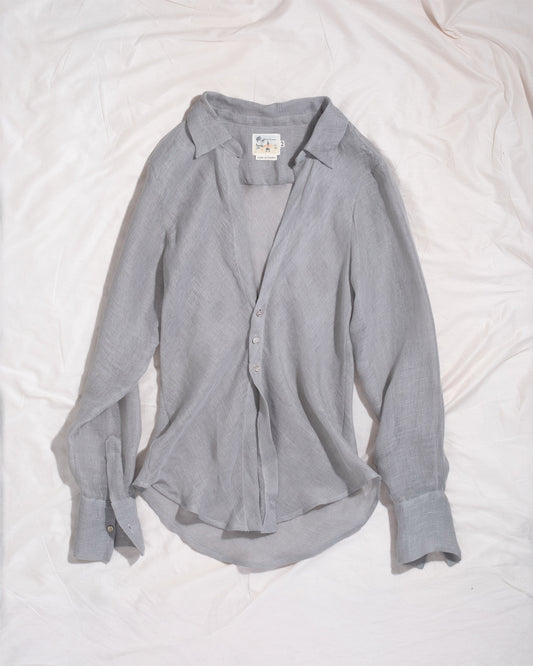 Bias Shirt in Light Grey Linen