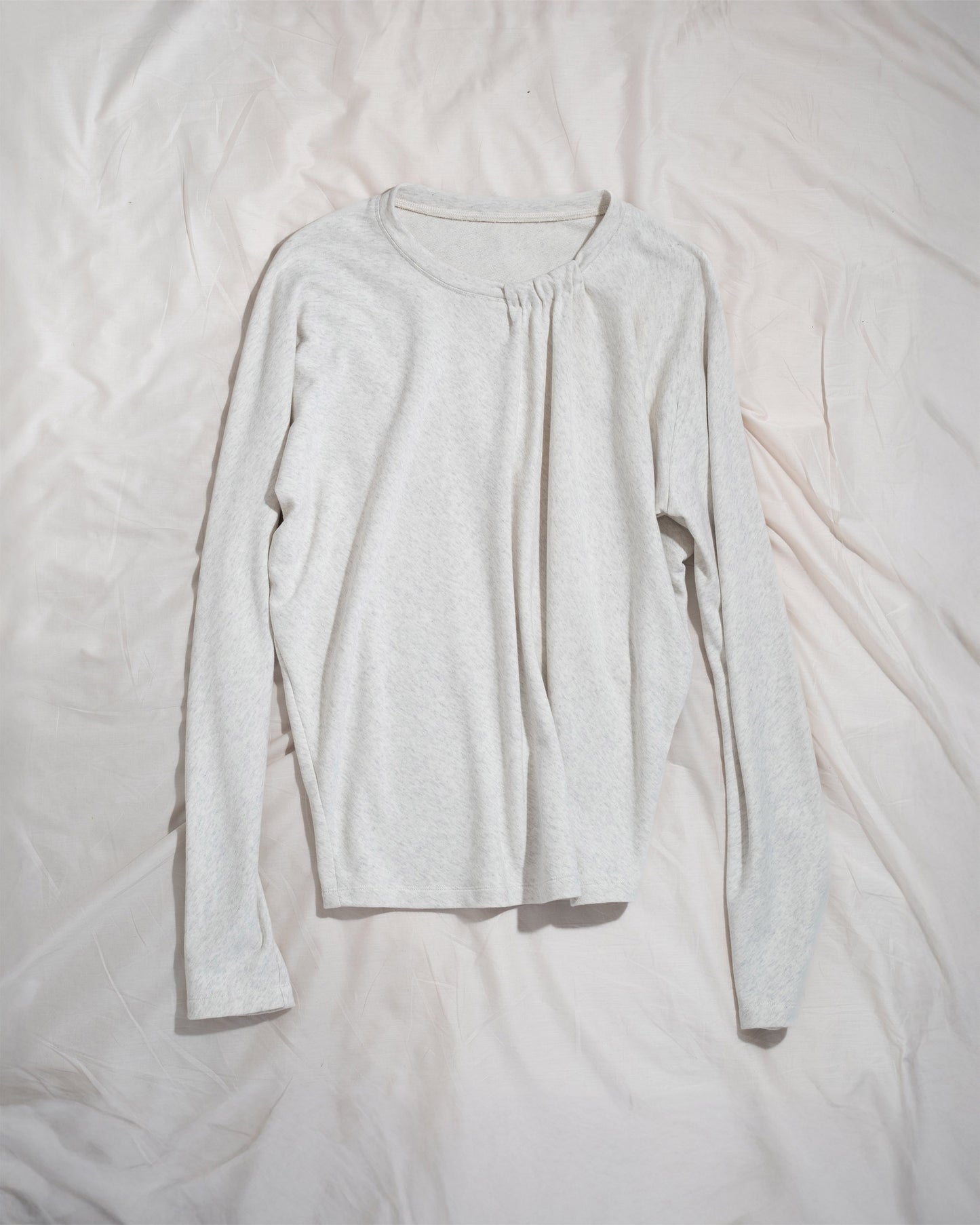 Gathered Crew-Neck in Light Grey