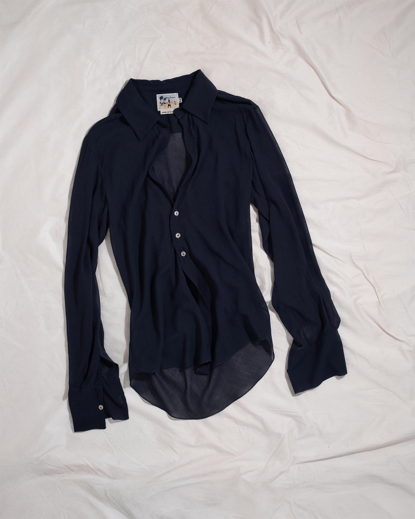 Bias Shirt in Navy Silk