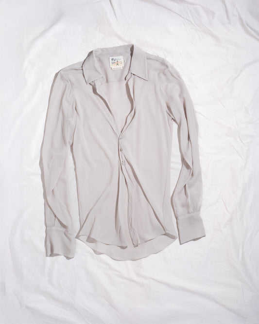 Bias Shirt in Light Grey Silk
