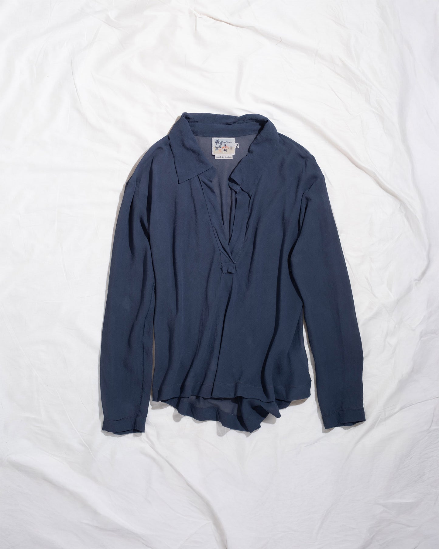 Long Sleeve Polo in Silk