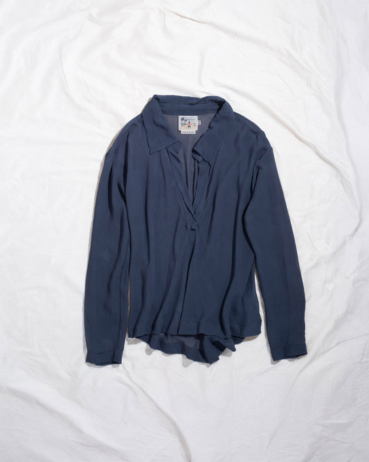 Long Sleeve Polo in Silk