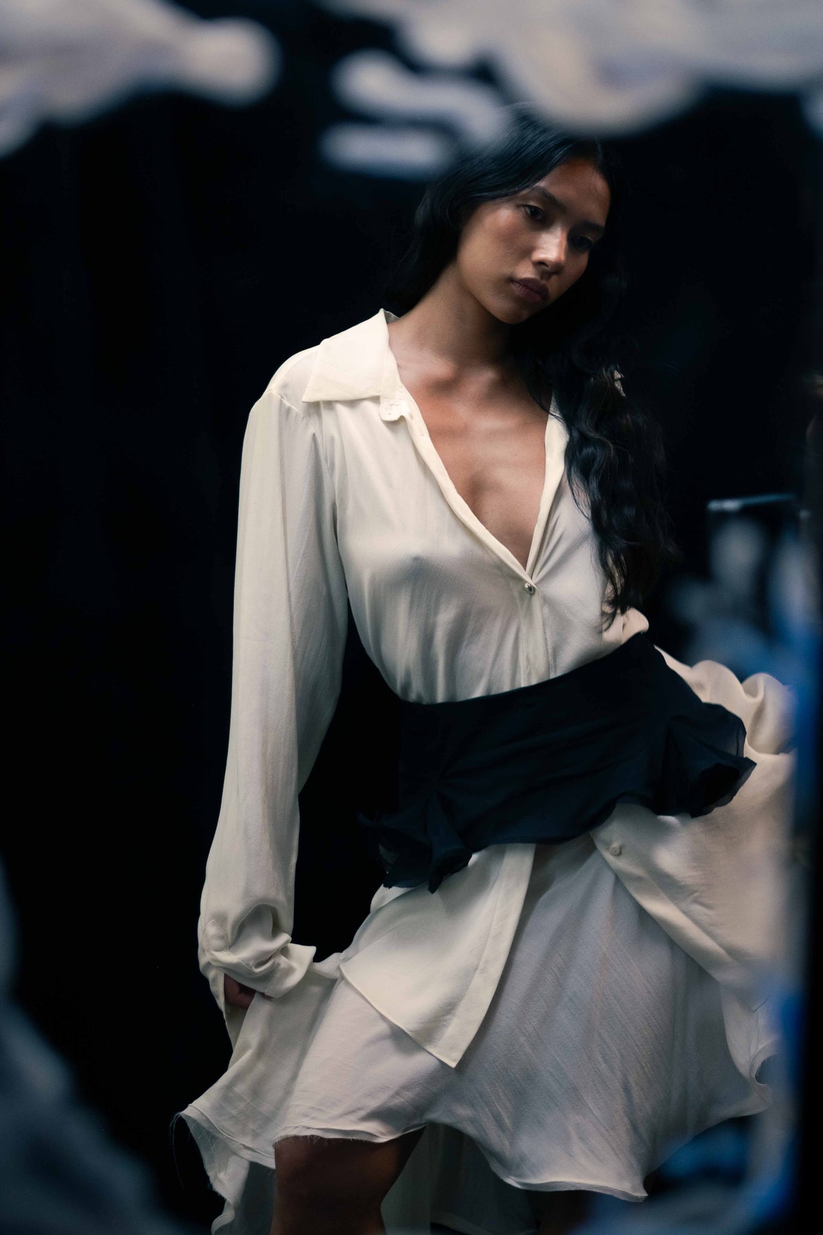 Bias Shirt in Ivory Silk