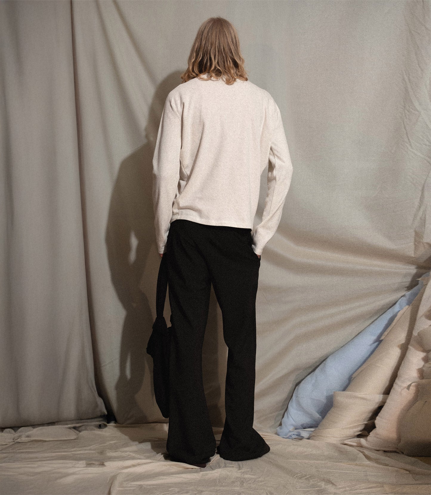 Gathered Crew-Neck in Light Grey