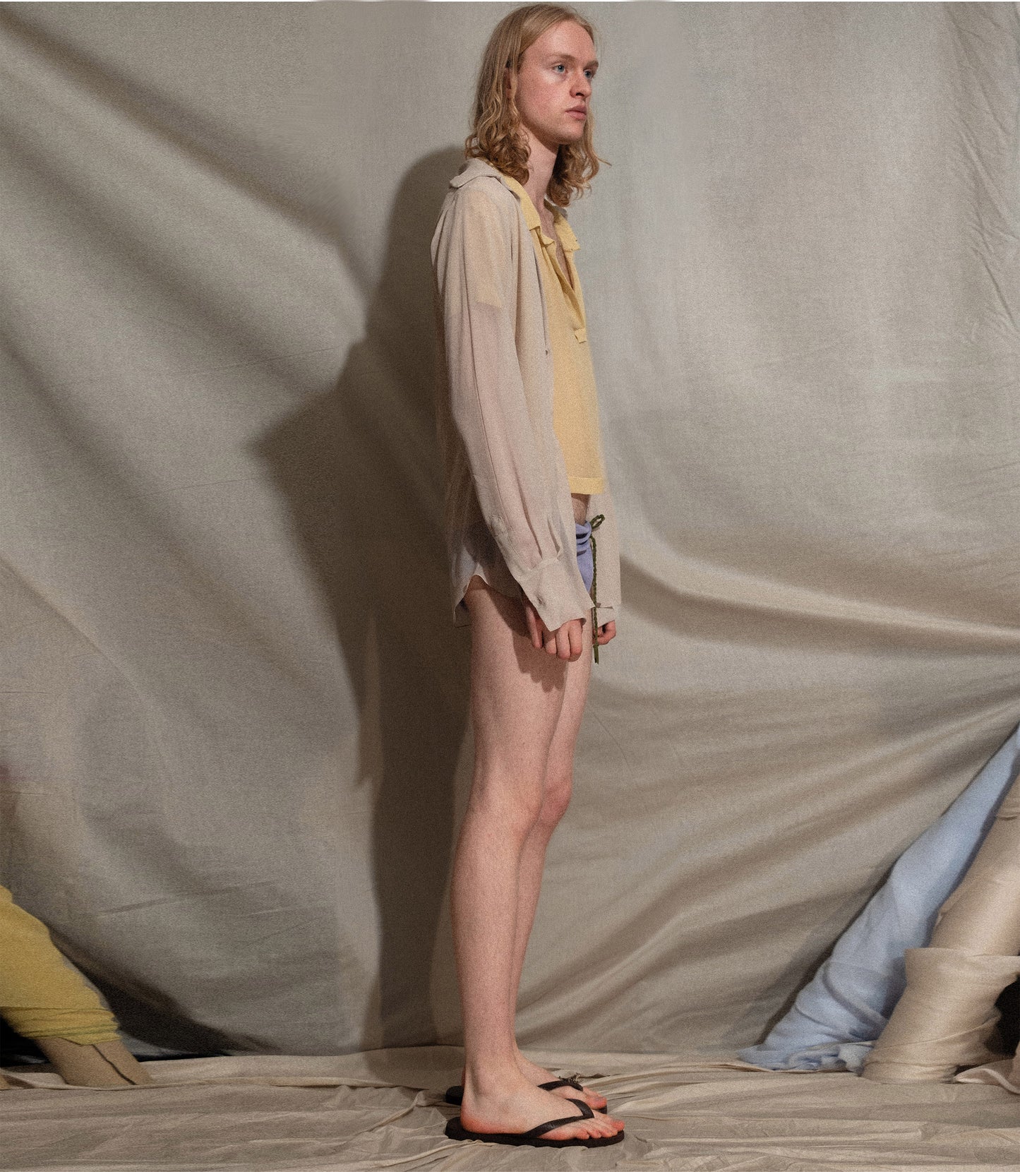 Bias Shirt in Light Grey Silk