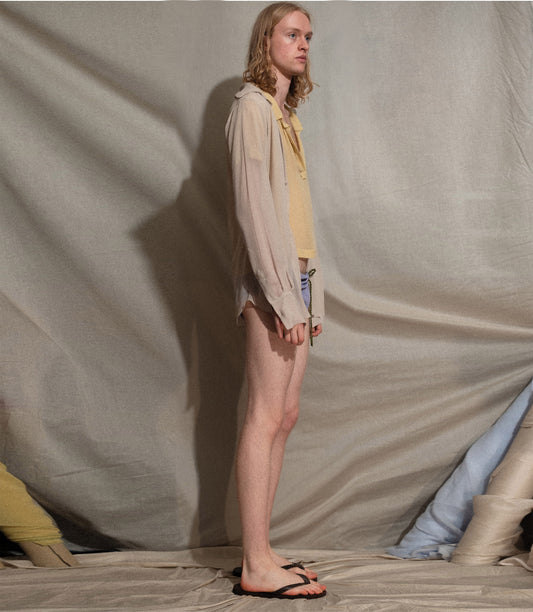 Bias Shirt in Light Grey Silk