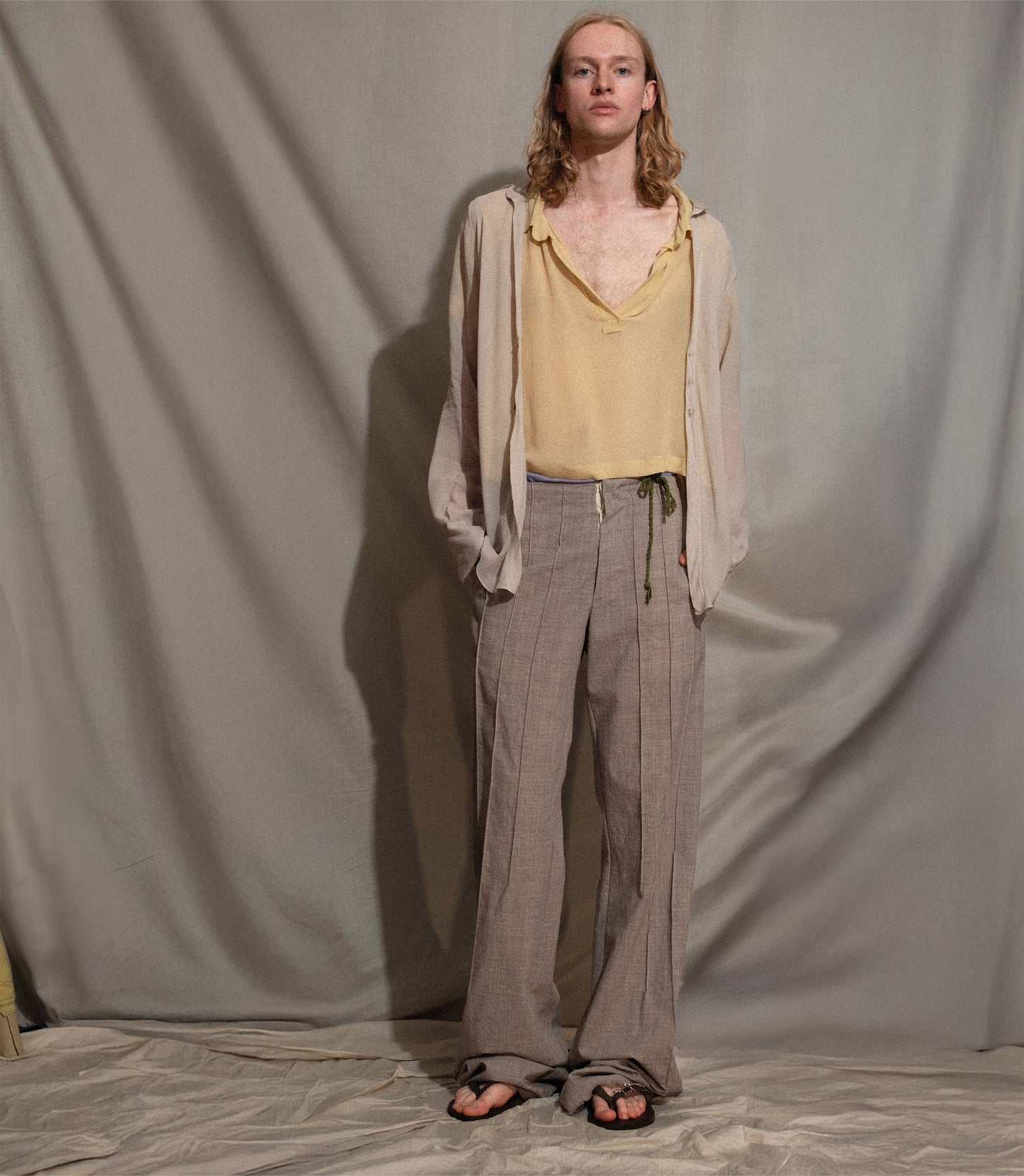 Bias Shirt in Light Grey Silk
