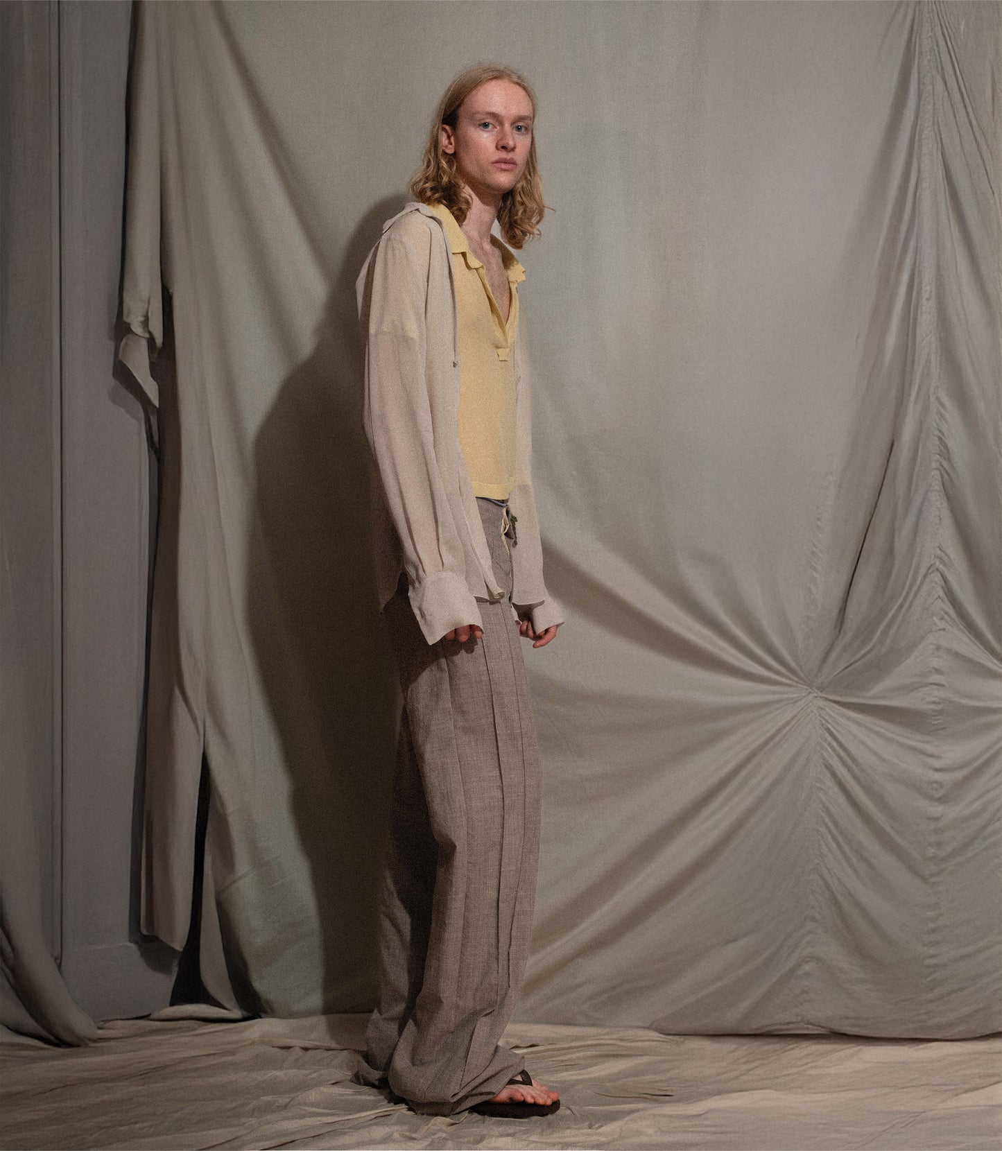 Pintuck Trousers in Wool