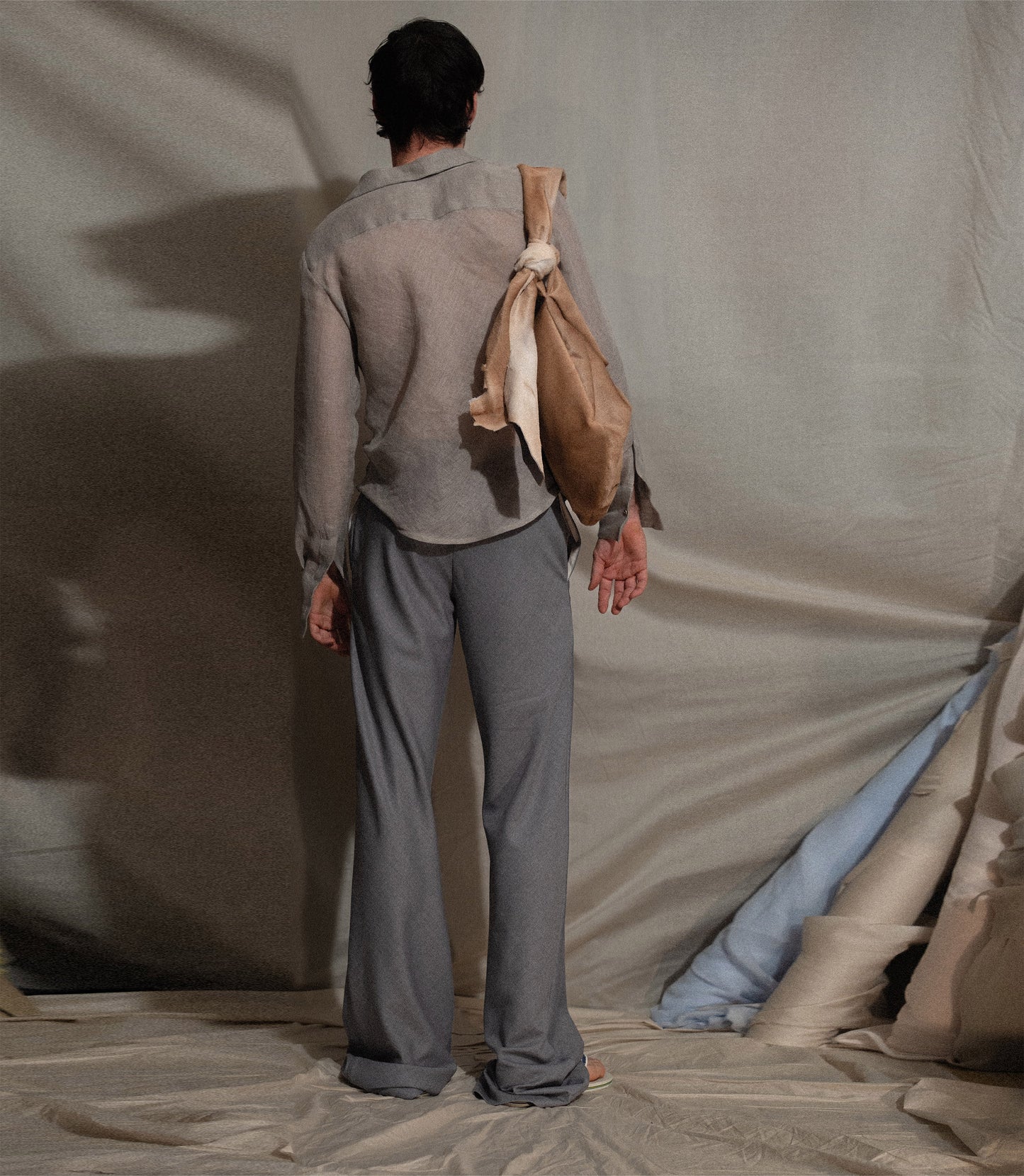 Bias Trouser in Light Blue Wool