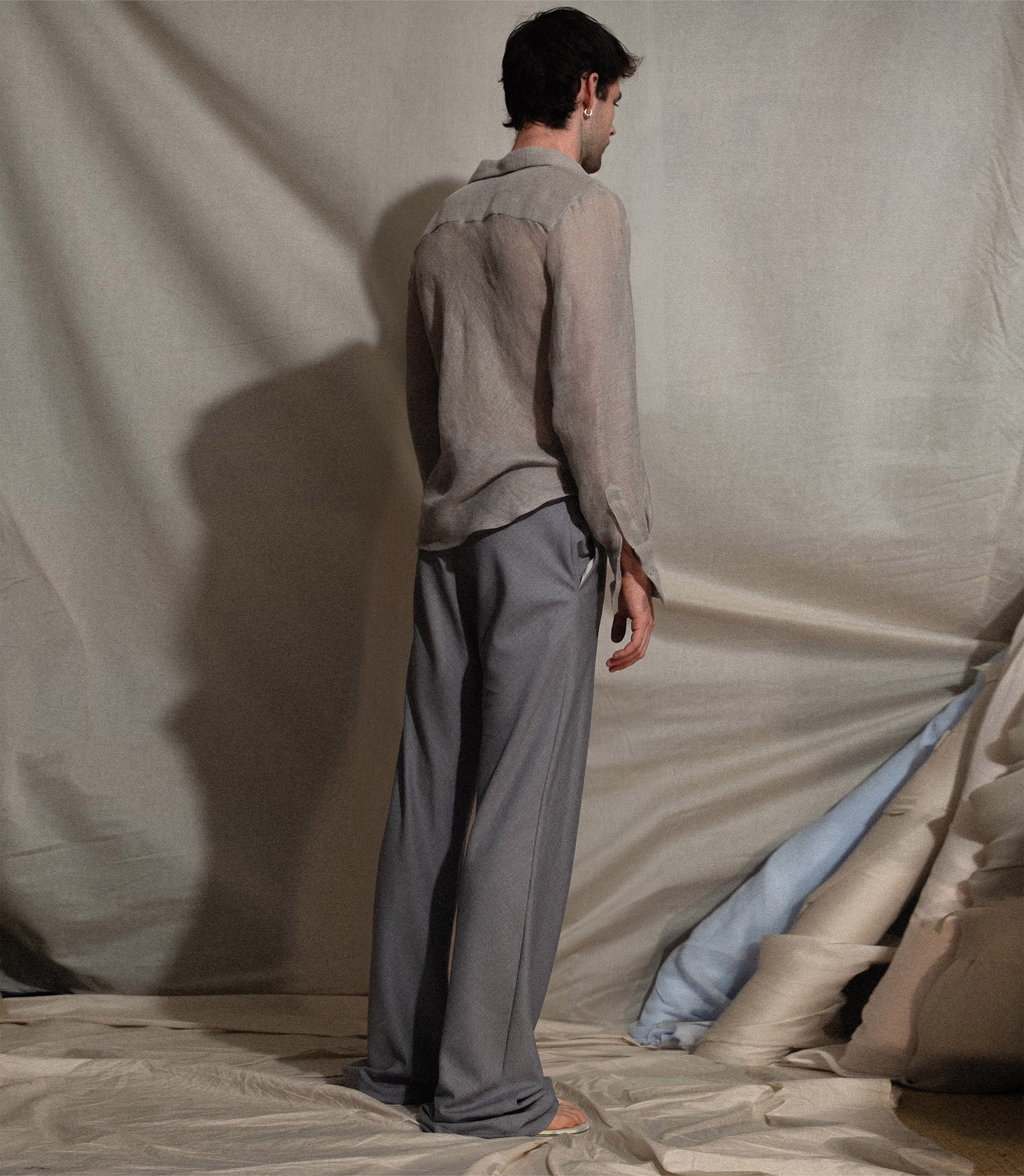 Bias Trouser in Light Blue Wool