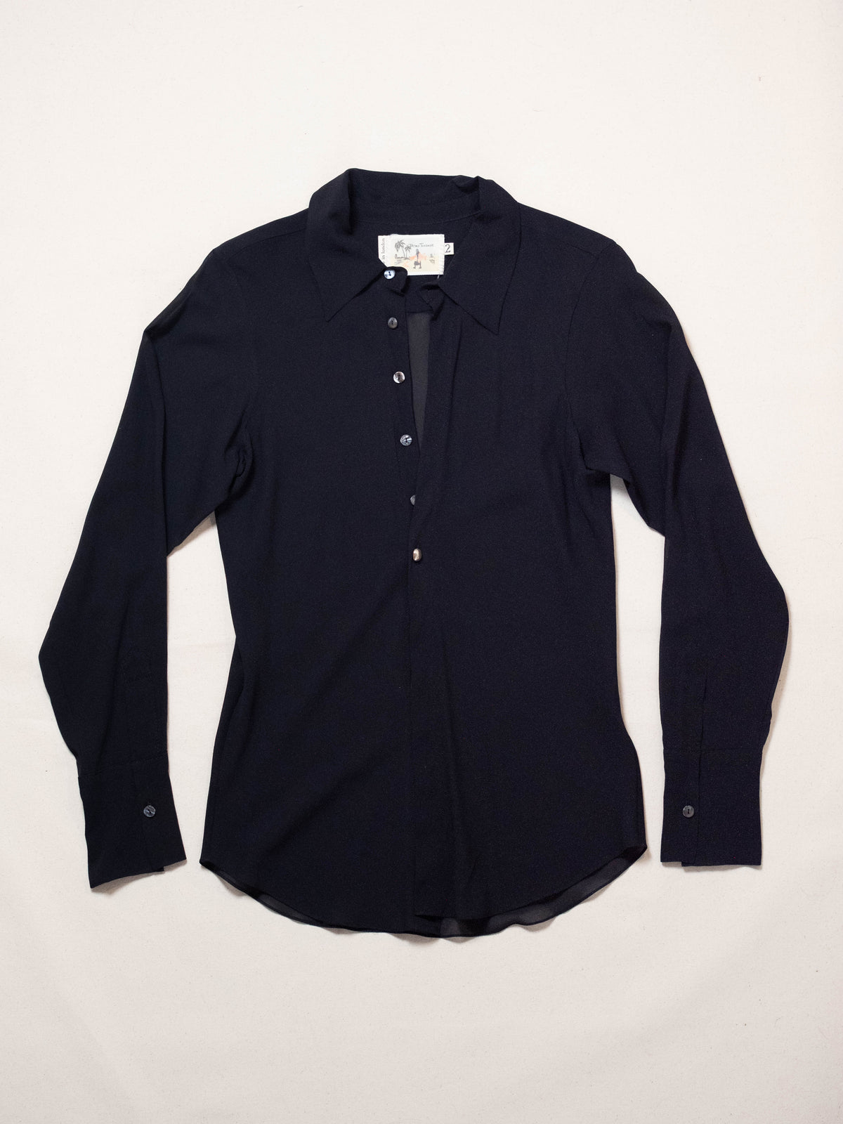 Bias Shirt in Black Silk