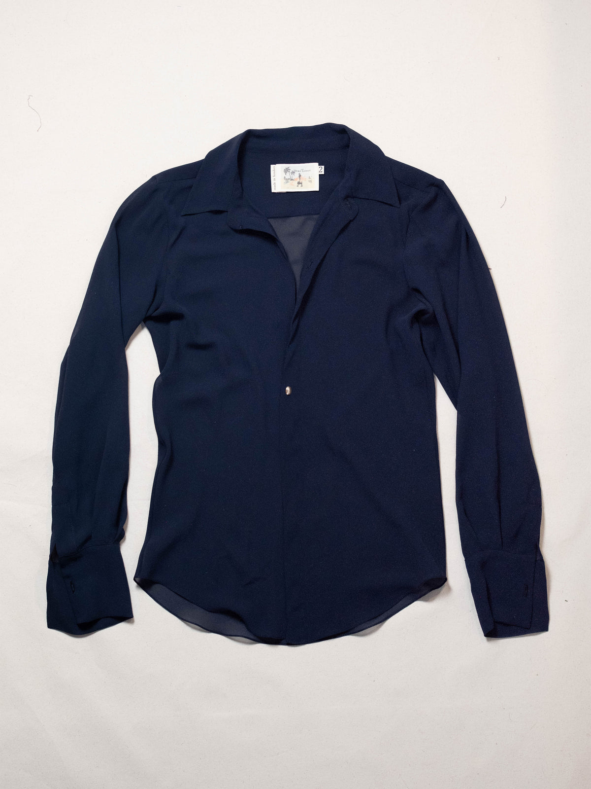 Bias Shirt in Navy Silk