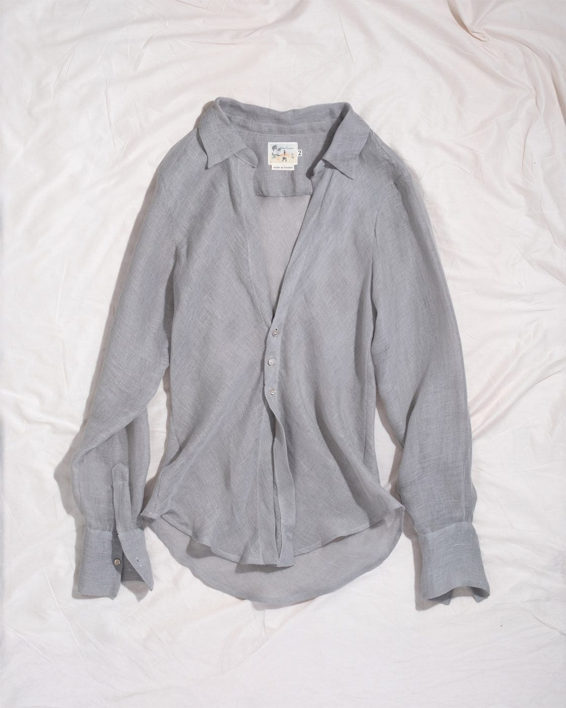 bias shirt in light grey linen