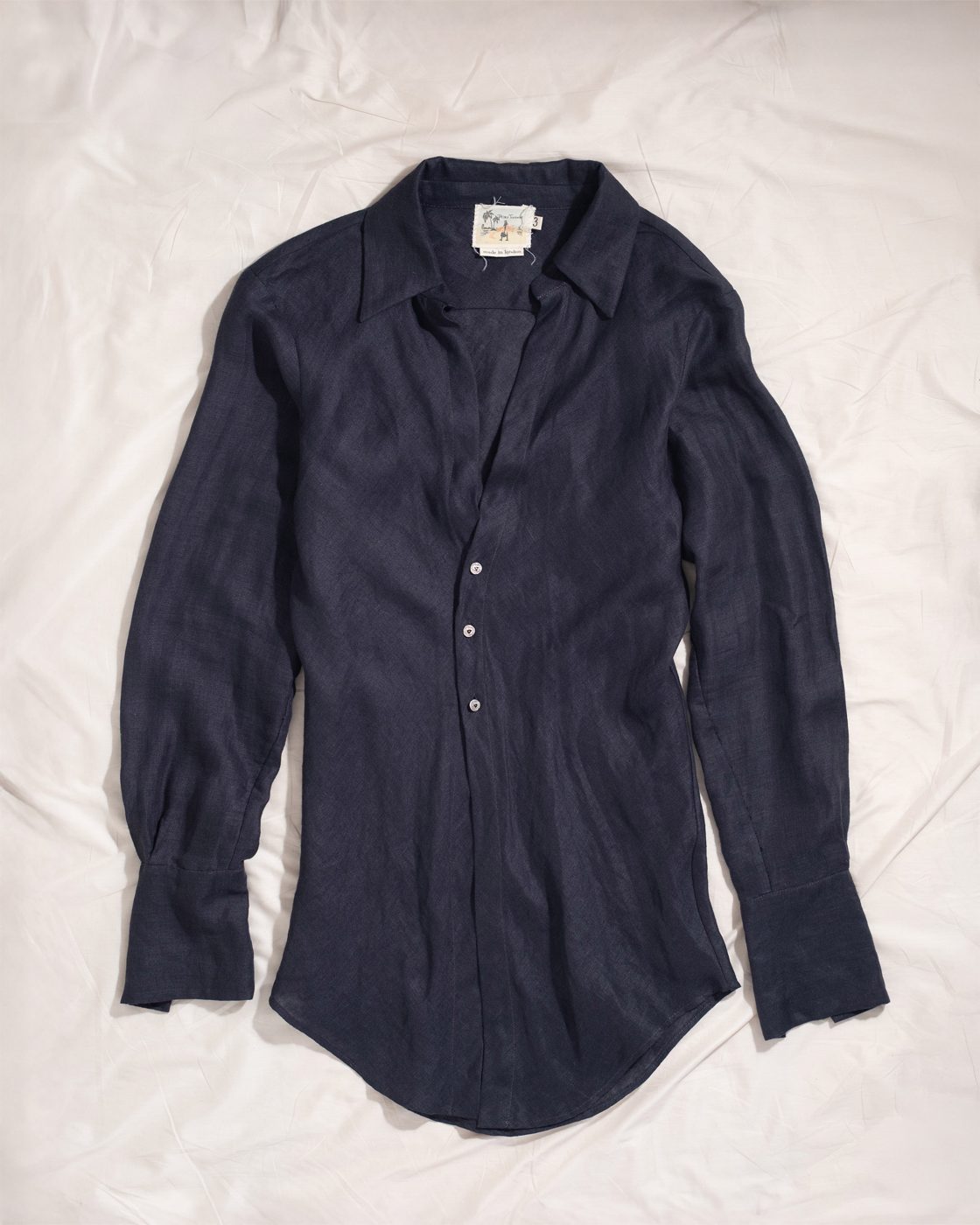 bias shirt in navy irish linen