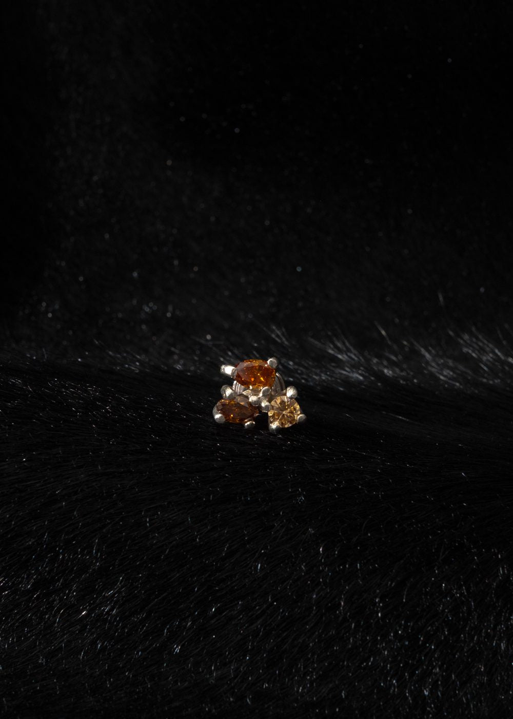 fancy orange trio diamond earring