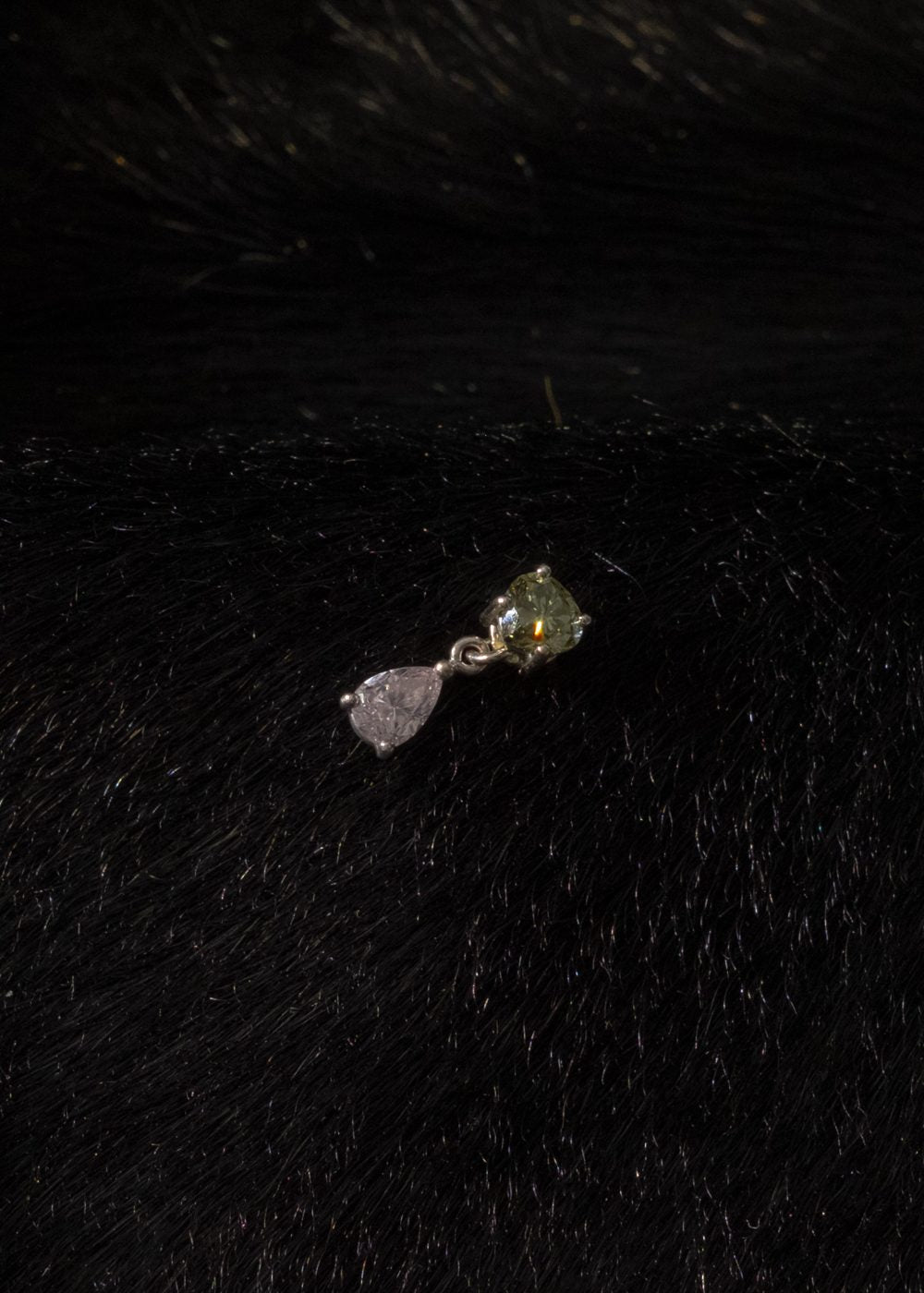 pink and chameleon green earring
